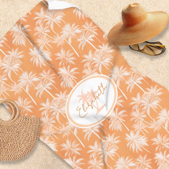 Hawaiian Palm Tree Silhouette Pattern Tacao ID1093 Beach Towel (Creator Uploaded)