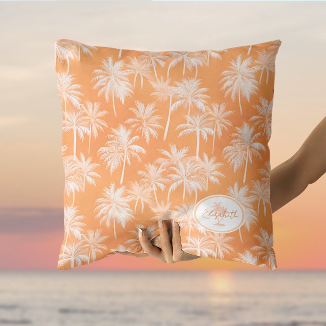 Hawaiian Palm Tree Silhouette Pattern Tacao ID1093 Throw Pillow (Creator Uploaded)