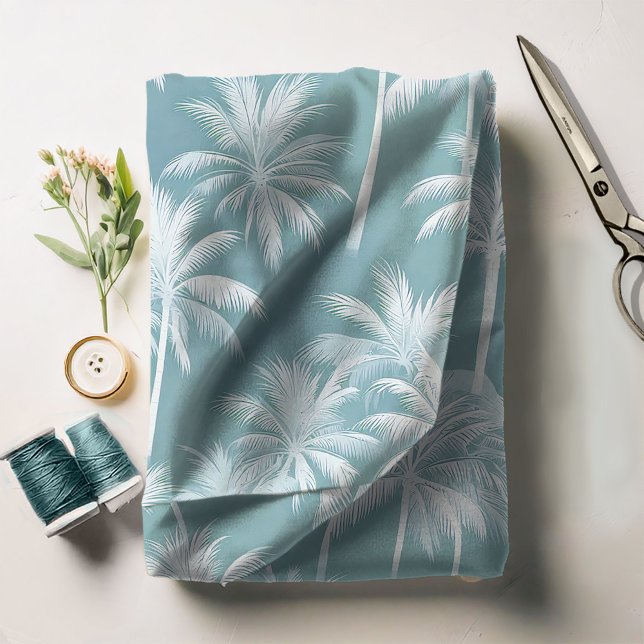 Hawaiian Palm Tree Silhouette Pattern Teal ID1093 Fabric (Creator Uploaded)