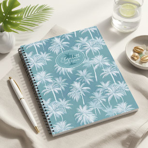 Hawaiian Palm Tree Silhouette Pattern Teal ID1093 Notebook