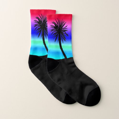 Hawaiian Palm Tree Sunset Socks