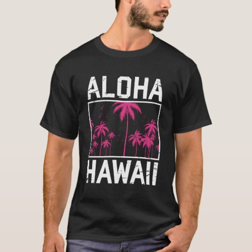 Hawaiian Palm Trees Aloha Tropical Summer Vacation T_Shirt