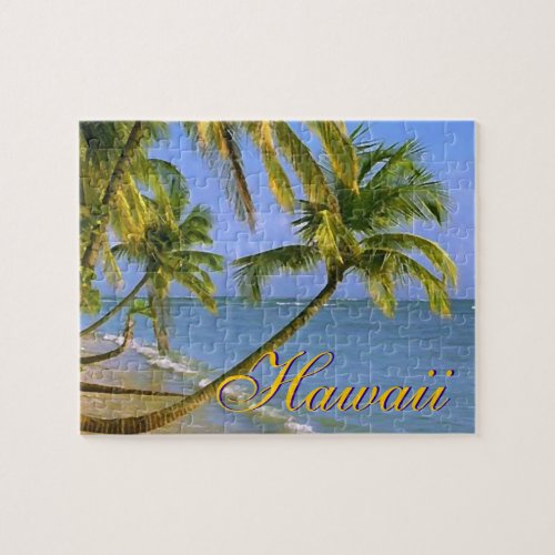 Hawaiian Palm Trees Exotic Travel Art Jigsaw Puzzle