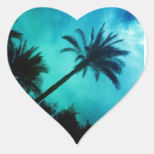 Hawaiian Palm Trees Heart Sticker