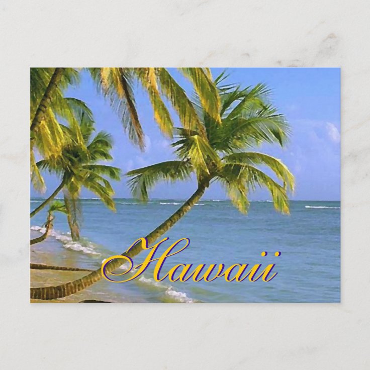 Hawaiian Palm Trees Script Postcards Zazzle