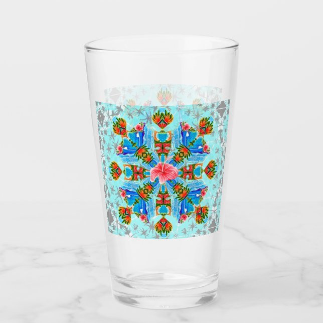 Hawaiian Paradise Flames  (Blue) Glass (Front)
