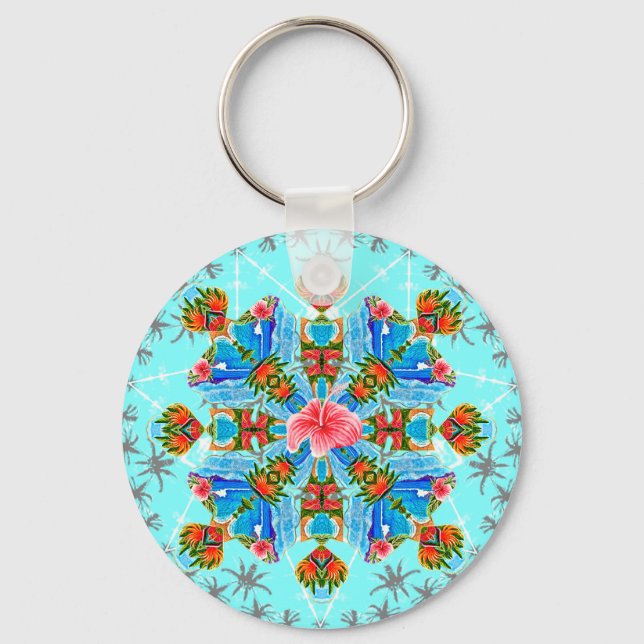 Hawaiian Paradise Flames  Keychain (Front)