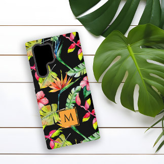 Hawaiian Paradise Tropical Plants Black  Samsung Galaxy S22 Ultra Case