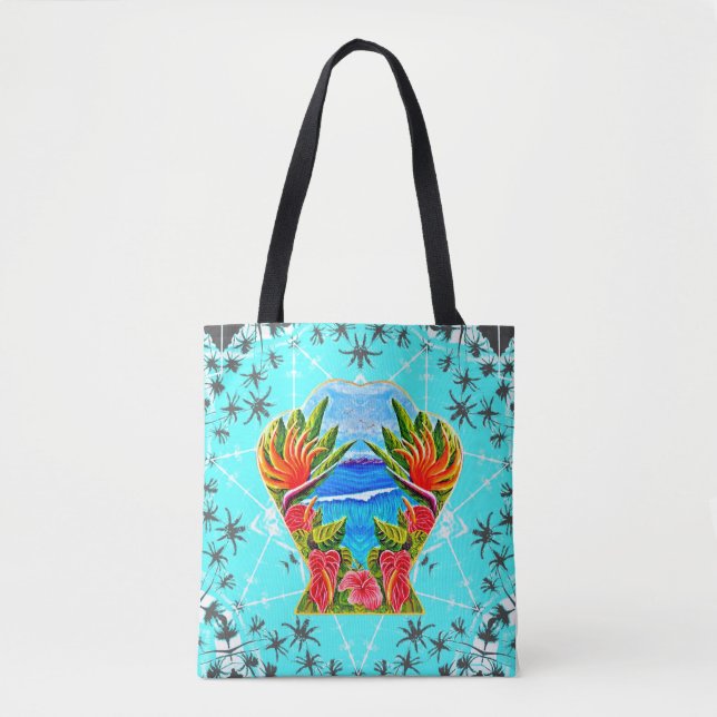 Hawaiian Paradise Twice (Blue) Tote Bag (Front)