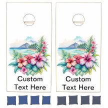 Hawaiian Party Corn Hole Boards and Bags x2