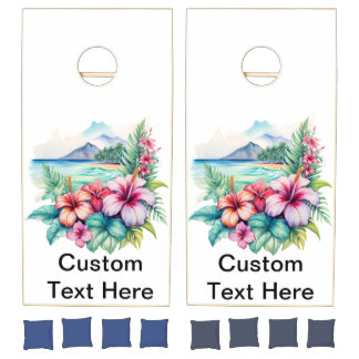 Hawaiian Party Corn Hole Boards and Bags x2 Cornhole Set