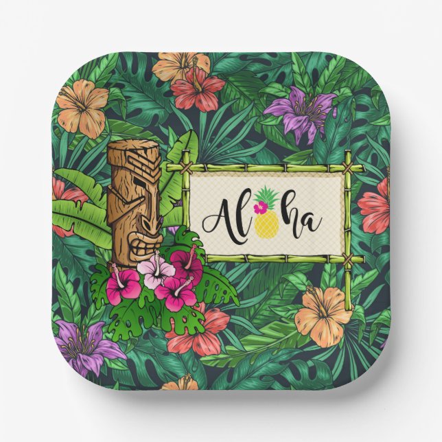 Hawaiian Party  Paper Plates (Front)