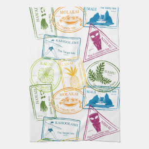 Hawaiian Passport Stamp Kitchen Towel