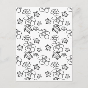 Hawaiian Pattern Adult Coloring Postcard