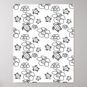Hawaiian Pattern Adult Coloring Poster