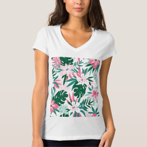 Hawaiian  Pattern Pink Flowers T_Shirt