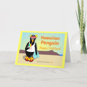 Hawaiian Penguin Customizable Holiday Card