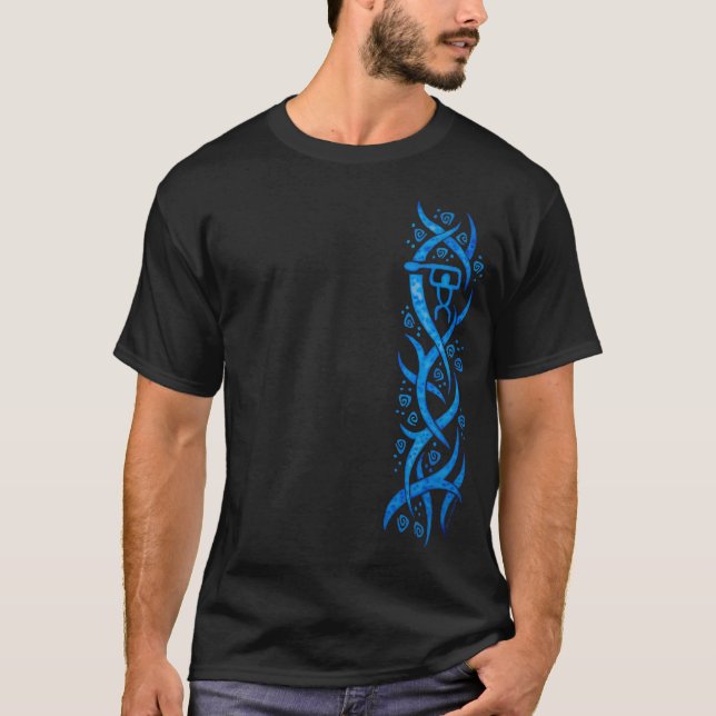 Hawaiian Petroglyph Canoe Paddler Tribal T shirt (Front)