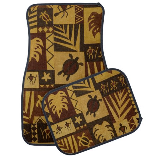 Hawaiian Petroglyph Warrior n  Honu Car Mats