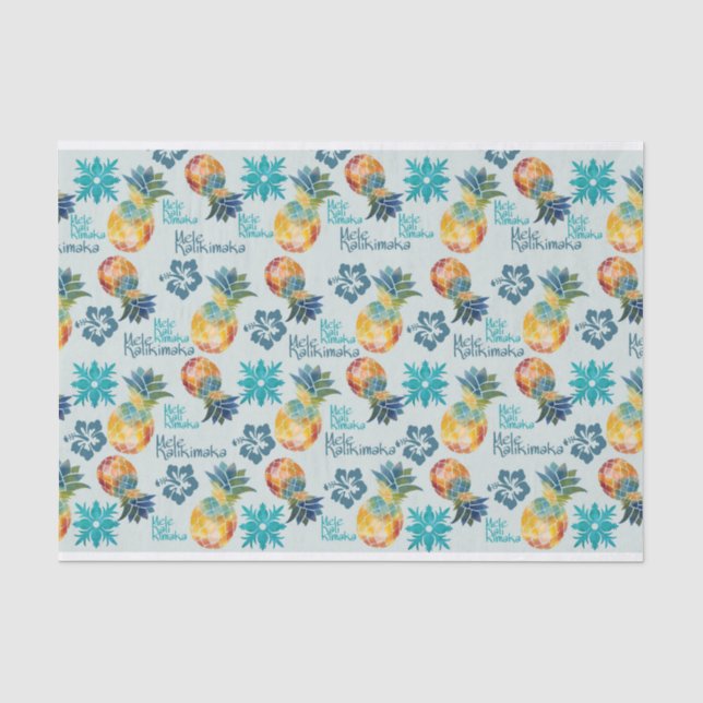 Hawaiian Pineapple and Hibiscus Mele Kalikimaka 2 Tissue Paper (Front)