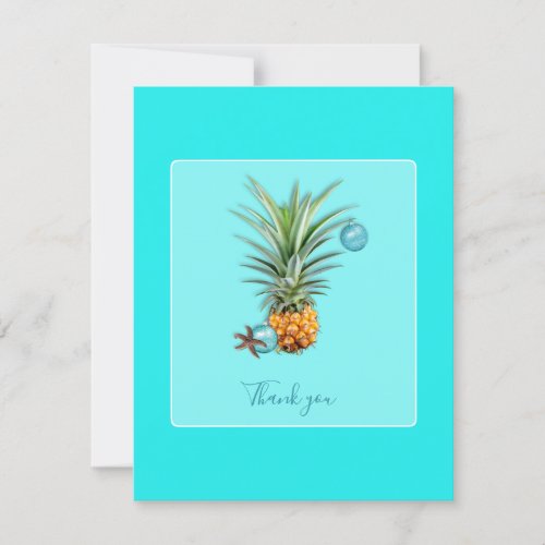 Hawaiian Pineapple Aqua Christmas Thank You Notes