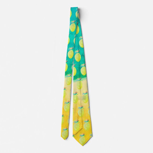 Hawaiian Pineapple Beach Pattern Neck Tie (Back)