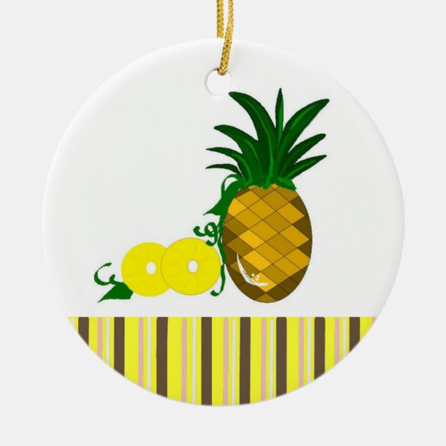 Hawaiian Pineapple Ceramic Ornament (Front)