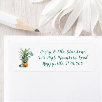 Hawaiian Pineapple Christmas Address Label by holiday_store at Zazzle