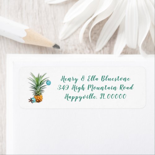 Hawaiian Pineapple Christmas Address Label