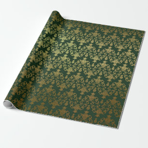 Hawaiian Pineapple Emerald Green Gold Wrapping Paper