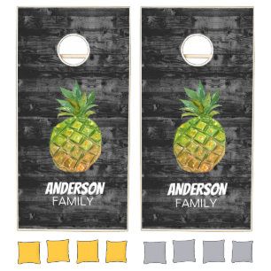 Hawaiian Pineapple Family Personalize Cornhole Set