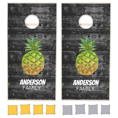 Hawaiian Pineapple Family Personalize Cornhole Set