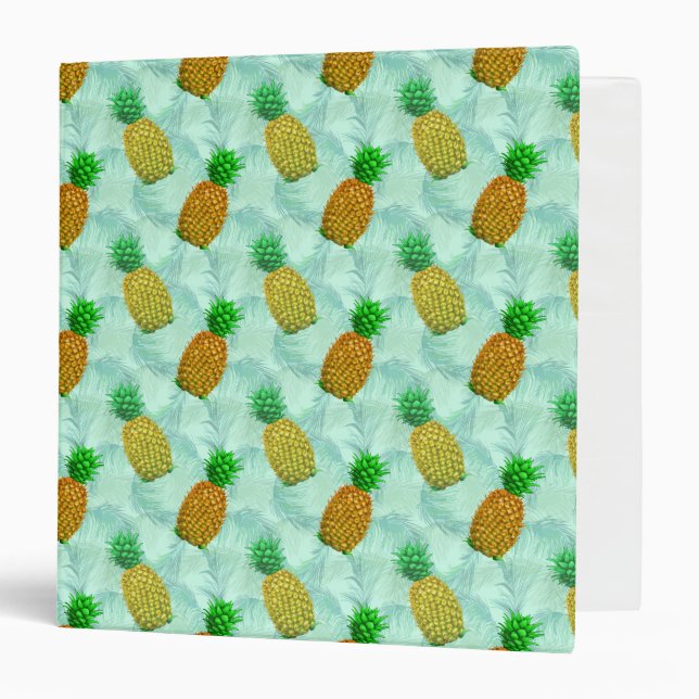 Hawaiian Pineapple Light Blue 3 Ring Binder (Front/Inside)