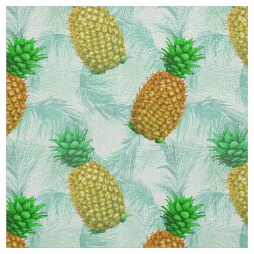 Hawaiian Pineapple Light Blue Fabric