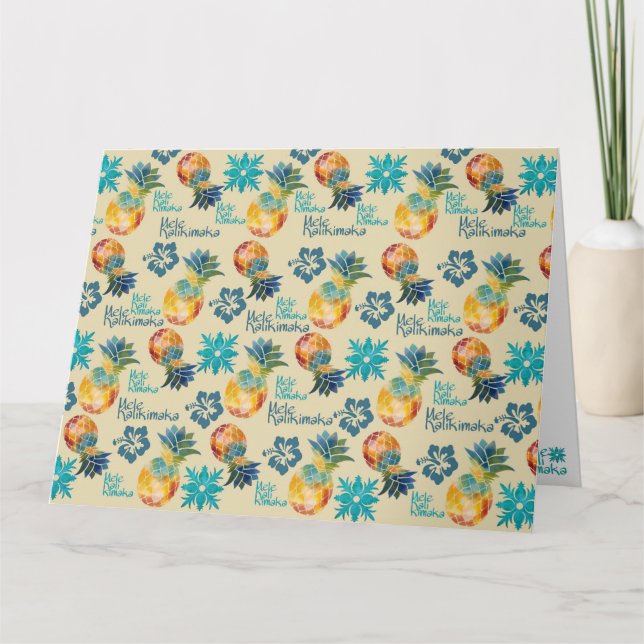 Hawaiian Pineapple Mele Kalikimaka Greeting Card (Front)