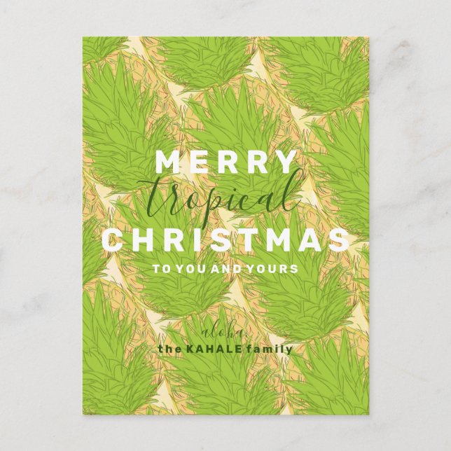 Hawaiian Pineapple: Merry Tropical Christmas Invitation Postcard (Front)