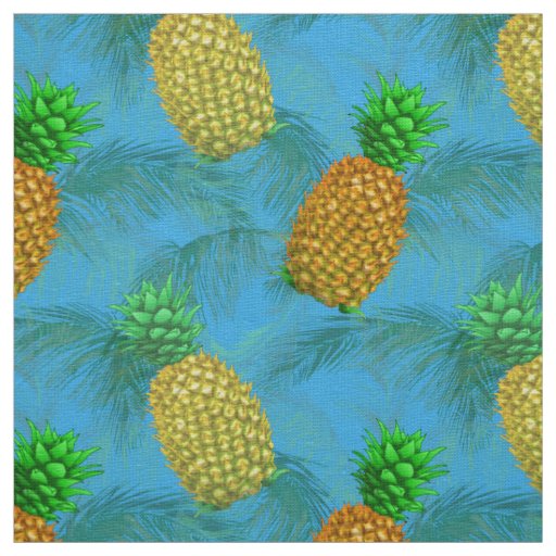 Hawaiian Pineapple Navy Blue Fabric