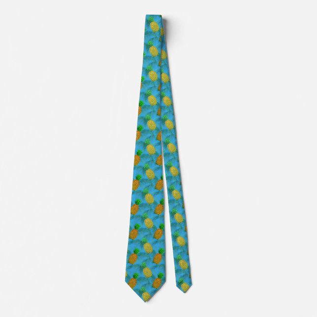 Hawaiian Pineapple Navy Blue Neck Tie (Front)