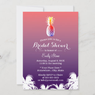 Hawaiian Pineapple & Palm Trees Bridal Shower Invitation
