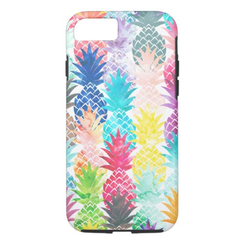 Hawaiian Pineapple Pattern Tropical Watercolor iPhone 87 Case