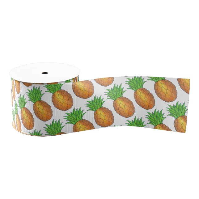 Hawaiian Pineapple Tropical Island Fruit Hawaii HI Grosgrain Ribbon (Spool)