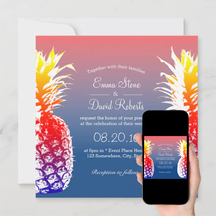 Hawaiian Pineapple Tropical Wedding Invitations Zazzle
