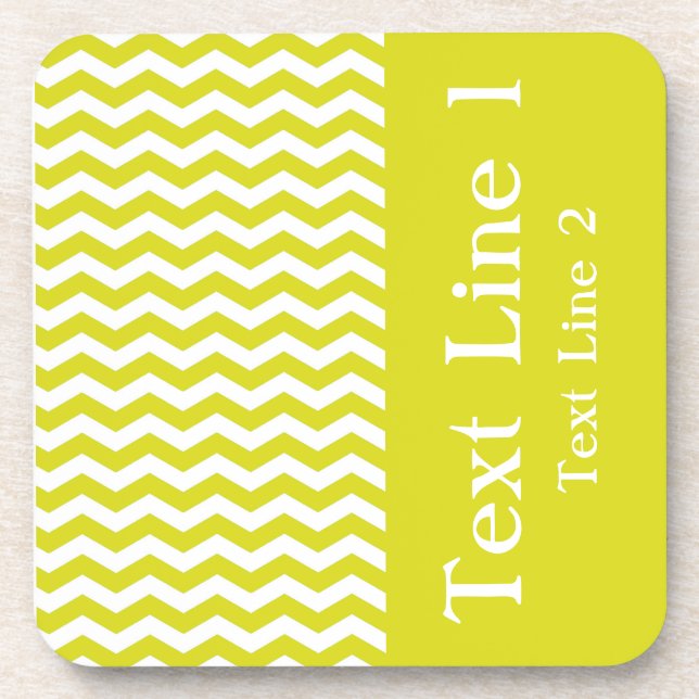 Hawaiian Pineapple Wave Chevron customizable Drink Coaster (Front)