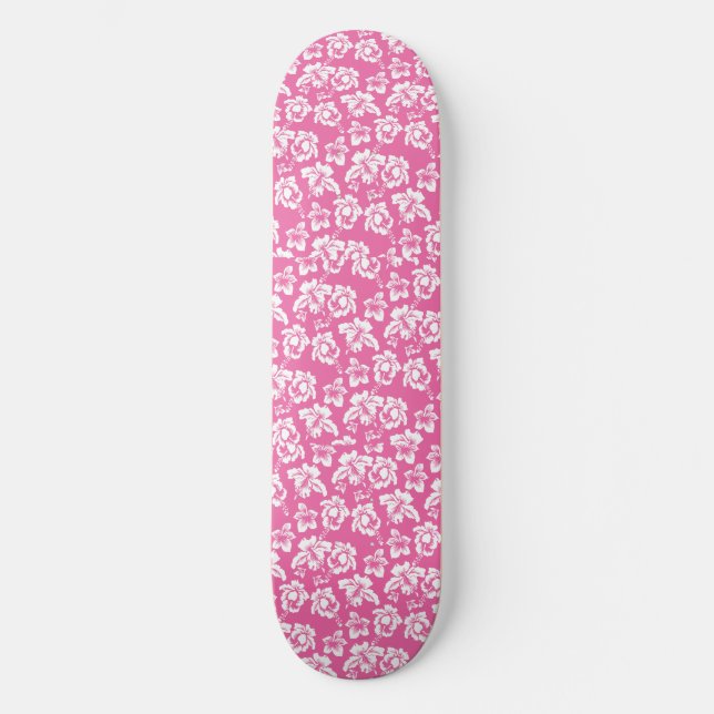 Hawaiian Pink Flower Skateboard Deck (Front)