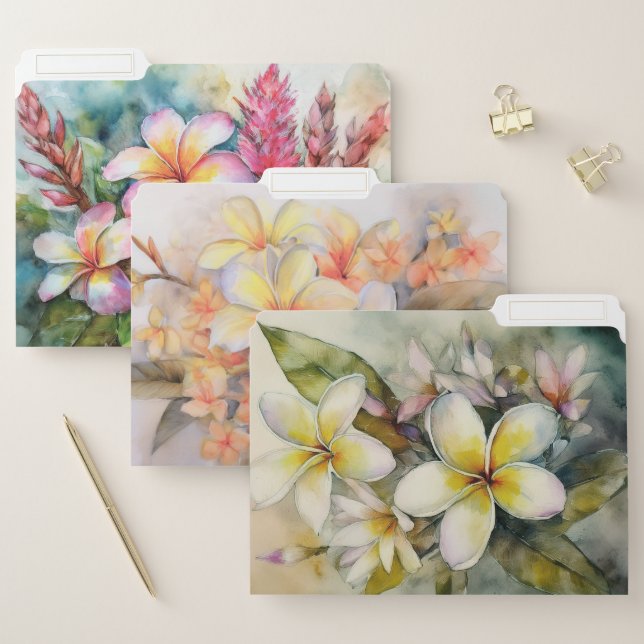 Hawaiian Plumeria and Ginger File Folders (Set)