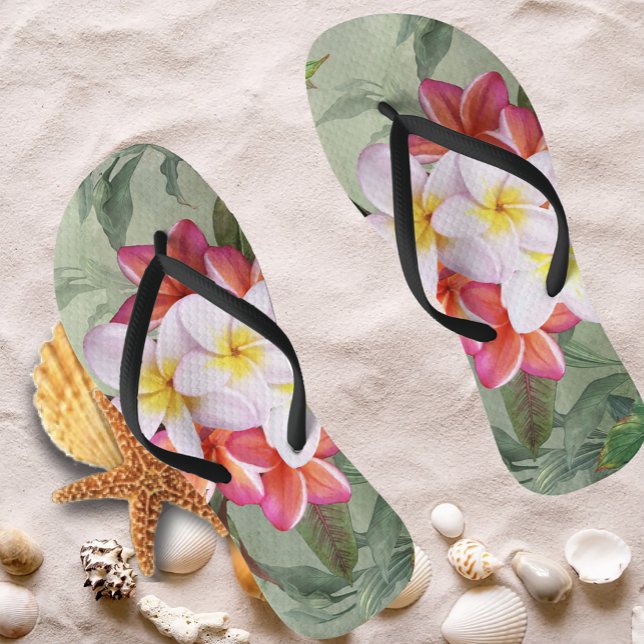 Hawaiian Plumeria Blossoms Flip Flop (Creator Uploaded)