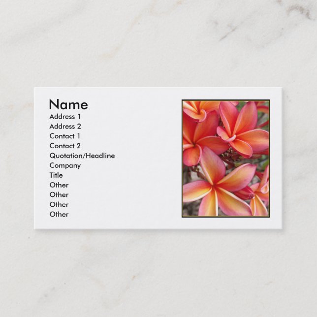 Hawaiian Plumeria Business Card (Front)