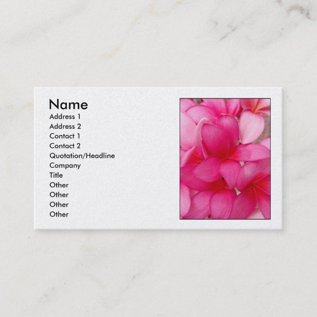 Hawaiian Plumeria Business Card (Front)