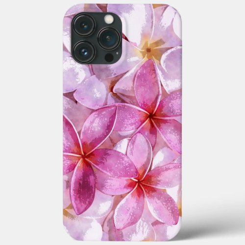 Hawaiian Plumeria Flower Watercolor Art Painting iPhone 13 Pro Max Case