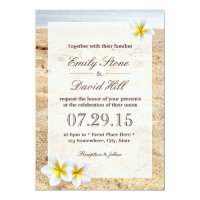 Hawaiian Plumeria Flowers Beach Wedding Card